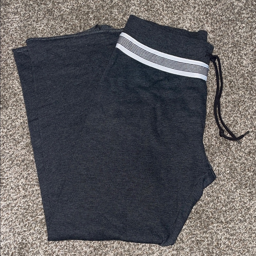 Victoria's Secret Charcoal Lounge Pants with White Stripe Around Top